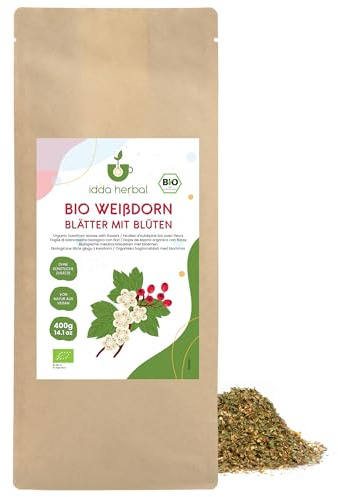 IDDA Herbal Espino Blanco Infusión Orgánica 400g, Hojas y Flores de Espino Blanco Secas y Cortadas para Té