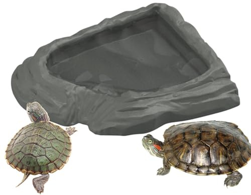 Sköldpaddsmat Skål Utrymmesbesparande, Simulering, Bred Öppning, Spillsäker | Ormmatningsbassäng för Sköldpadda, Skäggagam, Gecko, Orm, Habitat, Akvarium, Terrarium, Tank, Utomhus