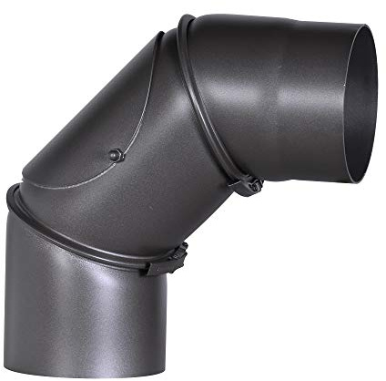 FIREFIX RD120/B ugnsrör av 2 mm tjockt stål (rökrör) i 120 mm diameter, för eldstäder och eldstäder, senoterm, mörkgrå, 0–90 grader, ställbar med rengöringsdörr