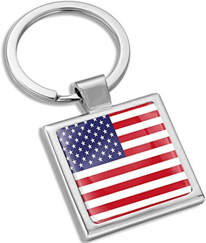 Biomar Labs® Schlüsselanhänger Metall Keyring mit Geschenkbox Autoschlüssel Metall-Schlüsselanhänger Schlüsselbund Edelstahl Vereinigte Staaten USA Amerika Flagge Fahne KK 290