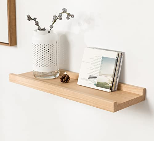 Recogwood Solid Oak Floating Shelves-30cm Wall Mounted, Invisible Wooden Wall Shelf, Picture Ledge Shelves for Bedroom, Living Room, Kitchen, Bathroom, Home Office