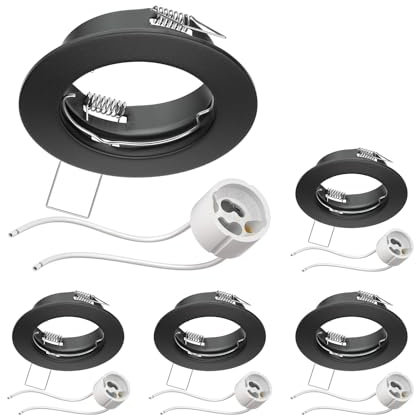 ledscom.de 5 Pieces Ceiling recessed Frame Fere recessed Frame Black matt (LED/Halogen/GU10/MR16/PAR16/50mm) incl. GU10 Socket