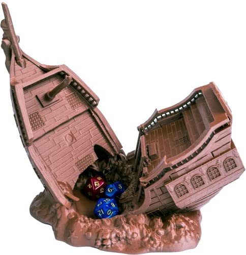 Torre di dadi a forma di nave pirata, perfetta per dungeons and dragons, giochi di ruolo da tavolo, giochi in miniatura e giochi da tavolo