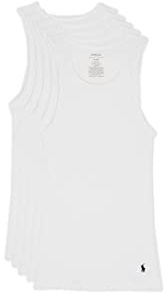 POLO RALPH LAUREN 5 Pack Cotton Classic Tanks 5 White/Cruise Navy MD