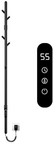 Scaldasalviette Elettrico Bagno, Termoarredo Tlettrico ad asta singola, Scalda Asciugamani Elettrico, Portasciugamani Elettrico, Scaldino Asciugamani, Temperatura regolabile, Basso Consumo-Black