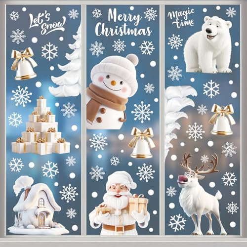 Stickers de Noël Réutilisables - Décoration de Fenêtre Électrostatique PVC Autocollants - Flocons de Neige