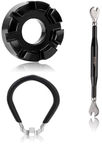 Xuigort Schwarz Fahrrad Speichenschlüssel mit Nippelspanner, Fahrrad Speichenspanner, für Fahrrad, Bike, Leichtes Elektrofahrzeug, Nippelspanner Speichen Werkzeug