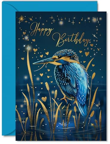 Beautiful Gold Birthday Cards, Wonderful Golden Kingfisher
