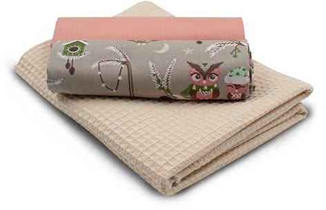 VmG-Store Våffelpiké + bomullstyg, set, färgkoordinerat, våffeltyg, 100 % bomullstyg, Tex Standard 100 (vinteruggla Set86)