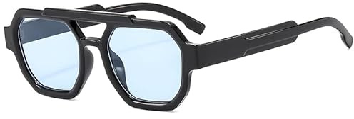 YAMEIZE Occhiali da Sole Retrò Pilota per Uomo Donna Vintage Quadrati Doppio Ponte Occhiali 70s Telaio spesso