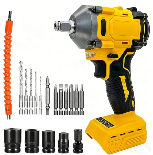 Cordless Impact Wrench Compatible with Dewalt Battery, Electric Impact | Driver 3500rpm & Max Torque 450N.m, Mulit Accessories High Torque Impact Wrench for Car Tire DIY Craft, no battery