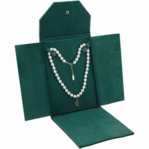 PH PandaHall Custodia in velluto per catena da viaggio per gioielli, cartelle, collane, esposizioni, collane verdi, supporto per gioielli, borse portatili da donna
