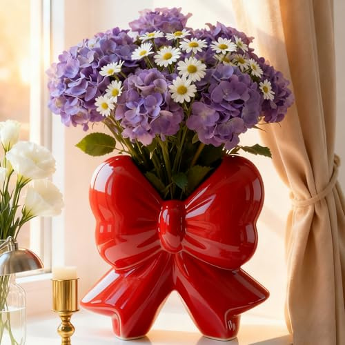Disoza röd rosett vaser bordsdekoration keramik modern vas vintage vas för pampasgräs blommor torkade blommor vaser för bröllop porslin tulpanvas kök kontor vardagsrum