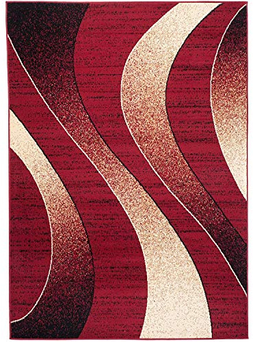 Carpeto Rugs Modern Designer Teppich - Kurzflor - Weich Teppich für Wohnzimmer, Schlafzimmer, Esszimmer - ÖKO-TEX Wohnzimmerteppich - Teppiche - rot - 140 x 200 cm
