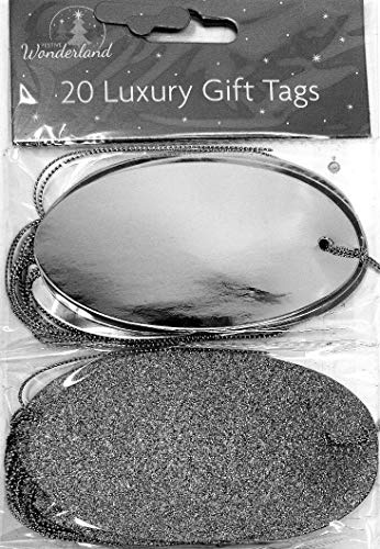 Oval Tags, Glitter and Foil Design (Silver)