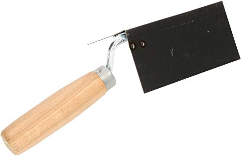 KOTARBAU® Paleta de albañilería 128x60mm, Para esquinas interiores, rincones, Acero inoxidable, Mango ergonómico de madera, Espátula de yeso para trabajos de albañilería y alicatado, Paleta de albañil