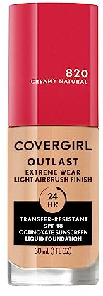 Covergirl Outlast Extreme Wear 3-in-1 Full Coverage Liquid Foundation SPF 18 Sun Cream Natural 3ml