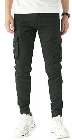 TONY BACKER Pantaloni Casual Uomo Pantaloni Cargo Pantalone Vintege G6551 (IT, Misura del girovita, 50, Regular, Regular, Nero)