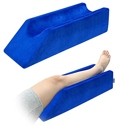 Cuscino per gambe a cuneo per gambe e ginocchiere, per dormire dopo l'intervento chirurgico, supporto per ginocchio in schiuma per letto, cunei, gambe (blu, lunghezza 65 cm)