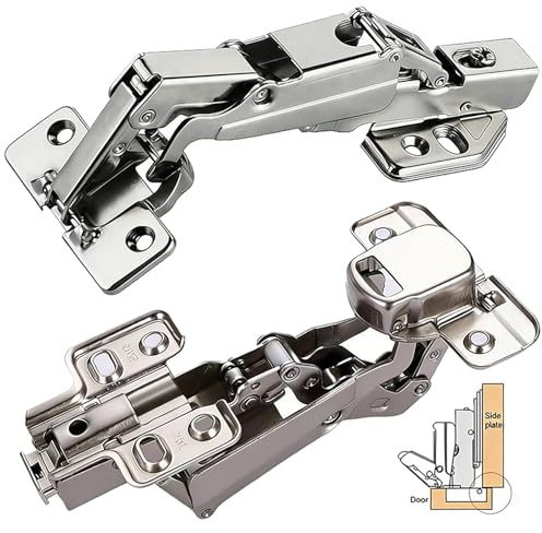 2 Pcs Kitchen Cabinet Door Hinges 165 Degree Kitchen Cupboard Hinges Soft Close Corner Kitchen Cabinet Hinges Folding Mute Cabinet Hinges (Middle Curved Half Cover)