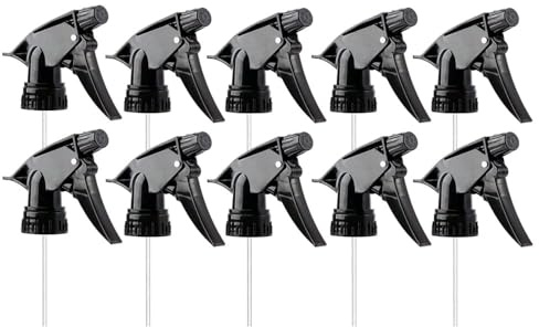 WANGCL 10pcs Standard 28/400 Neck Spray Bottle Replacement Nozzle Reusable Heavy Duty Mist Spray & Stream Sprayer Replacement Tops（Black）