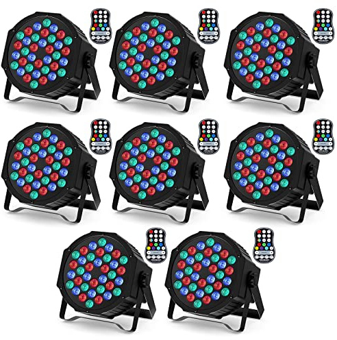 U`King 8PCS Par LED Recargable, RGB 36 LED Focos Luces Escenario LED con Control Remoto y Función de temporización, 7 modos de Iluminación de Escenario y Control DMX para DJ Discoteca Party