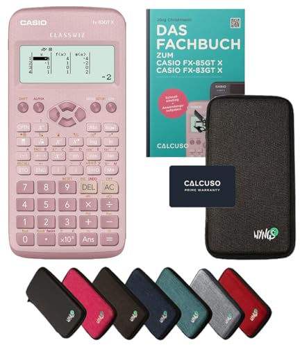 Casio fx-83GT X Incl. Funda Protectora Gris Oscuro y Libro especializado (64 páginas, DIN A5) – Calculadora científica – Smart Set (Alemán)