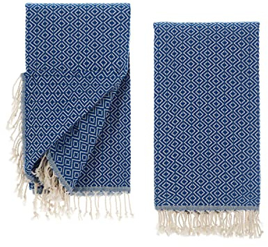 Tuiste Bastuhandduk blå 2-pack, bastuhandduk för kvinnor och män, strandhandduk, bastuhandduk, picknickfilt, hamam-handduk % 100 bomull, strandhanddukar, strandhandduk XXL, badhandduk 100 x 180