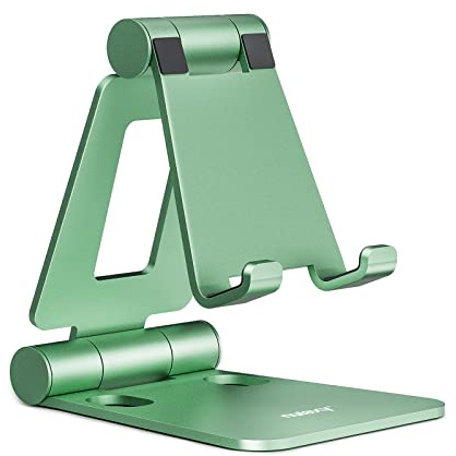 Nulaxy Support Téléphone Réglable, Support Téléphone Bureau Pliable Portable Tablette Dock Compatible avec iPhone 15/14/13/12/11 Pro Max Mini XR X 8 Samsung Huawei d'autres Smartphones - Vert