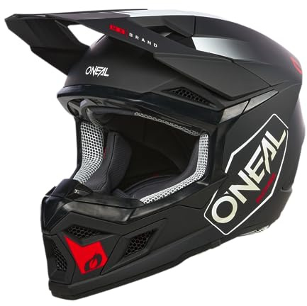O'NEAL | Casco da motocross | MX Enduro | Calotta in ABS, standard di sicurezza ECE 22.06, prese d'aria per un raffreddamento ottimale | Casco 3SRS HEXX V.24 | Adulto | Nero Bianco Rosso | Taglia L