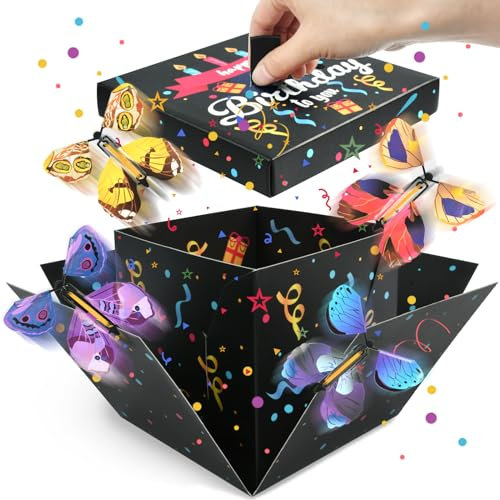 Geschenkbox Geburtstag,Geschenkkarto Geburtstag,Magischer Fliegender Schmetterling mit Box,Schmetterlinge Gift Box, Geschenkbox DIY,12.5 * 12.5 * 12.5cm/4.9x4.9x4.9 inch