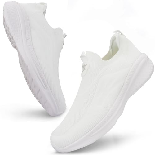 Giniros Mens Slip On Trainers Casual Shoes for Running Walking Gym Workout
