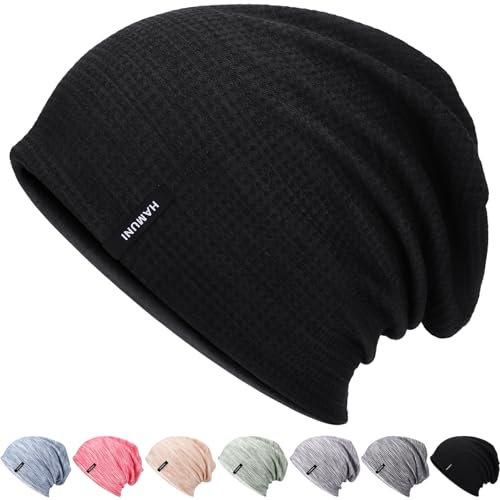 Mütze Herren Slouch Beanie Mütze Damen Leicht Winddichte Dünne Mütze Weiche Atmungsaktiv Longbeanie Ideal für Frühling Herbst und Winter