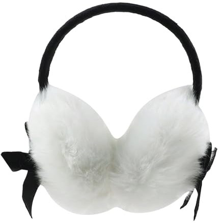 CutitiUU Foldable Winter Bow Earmuffs,Winter Fashion Adjustable Faux Fur EarMuffs Ear Warmers,Ear Muffs for Women Girls,Outdoor Earmuffs (White)