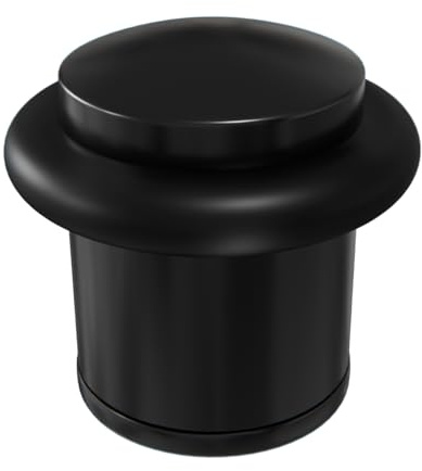 Amig - Fermaporta per porte di passaggio | Ø20 mm | Zamak nero | Ammortizzatore in gomma | Da avvitare | Include accessori di fissaggio | Protezione antiurto