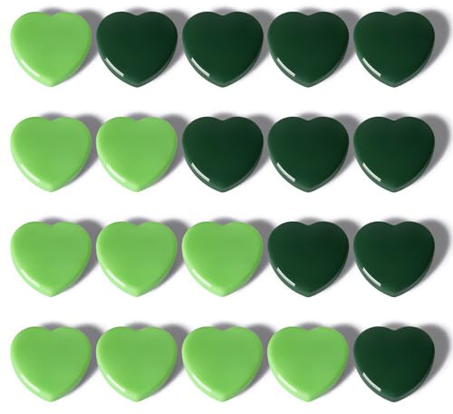 PYJLBX Calamite Frigorifero, 20 Pezzi Magneti Calamite Potenti Piccole a Cuore Verde, Mini Calamita Potente Calamite per Lavagna Magnetica, Magneti Frigo Magnete per Frigo, Ufficio, Scuola, Casa, Note