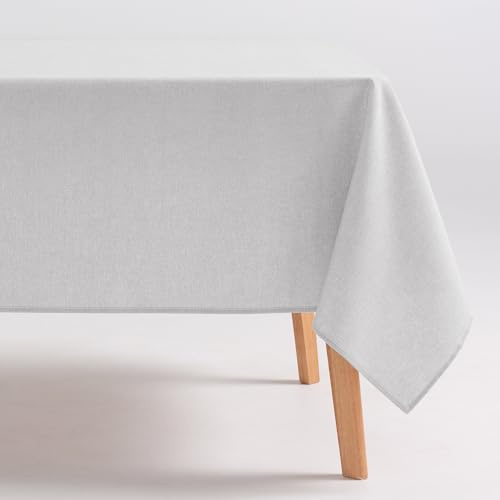 GAMUSI Mantel Antimanchas Liso Rectangular Tela algodón Impermeable 140x100 cm, Color Gris Claro