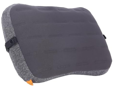 TREKOLOGY Inflatable Camping Pillow - Travel Pillows for Backpacking, Beach & Airplane - Blow Up Head & Neck Support Camp Cushion with Removable Cover, Adjustable Attachment Strap & Storage Bag (Grey)