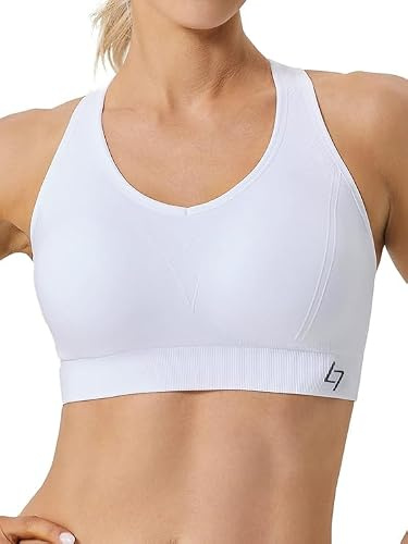 FITTIN Racerback Sports Bra for Women: High Impact Padded Top White