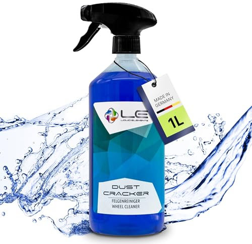 Liquid Elements – Felgenreiniger Dust Cracker 1 Liter – Auto Reiniger für alle Felgentypen wie Alufelgen & Stahlfelgen – säurefreier Reiniger mit Wirkindikator – entfernt hartnäckige Verschmutzungen