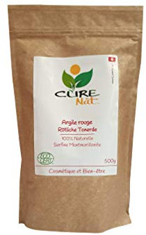 Argilla rossa Montmorillonite 500 g – Polvere 100% naturale – purificante tonificante per capelli e viso