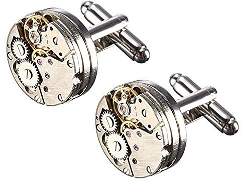 Cufflinks, Deluxe Steampunk Vintage Watch Movement Shape Cufflinks(1 pair), Come with Presentation Box, Valentines Festival Birthday Anniversary Graduation Gift for Men