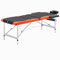 vidaXL Massagetisch Klappbar 3 Zonen mit Tragetasche Therapie Massageliege Massagebank Kosmetikliege Therapieliege Massage Liege Aluminium Schwarz Orange