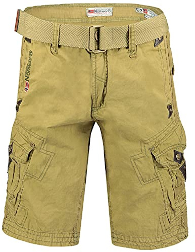 Geographical Norway panoramique män – bermudashorts herr sport cargo – shorts bermudas kort A bälte normalt snitt – man vår sommar, mastix, XL
