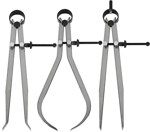 3 Piece Spring Caliper/Divider Set, 8 inches Inside Spring Outside Divider Caliper Set, Calipers Measuring Tool for Wood Turning Lathe Projects