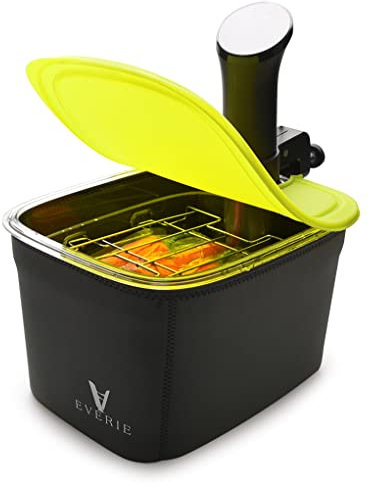 EVERIE Vielseitiger Sous-Vide-Behälter mit integriertem Gestell und faltbarem Silikondeckel und Behälterhülse, kompatibel mit allen Sous-Vide-Kochern, KIT-1202-TYGJ