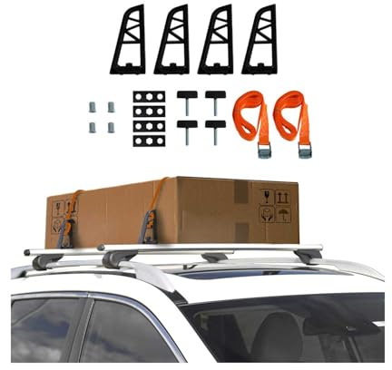 OMAC Load Stopper for Roof Rack Cross Bar, Adjustable, Load Limiter, Ladder Rack (4 Pieces and 2 Pieces 118 inches Belt)