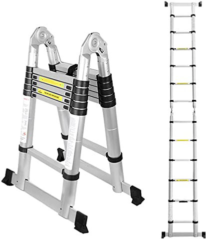 Ansobea Échelle télescopique multifonction 5 m Échelle télescopique en aluminium Charge maximale de 150 kg YXXYSSTL06 Argenté