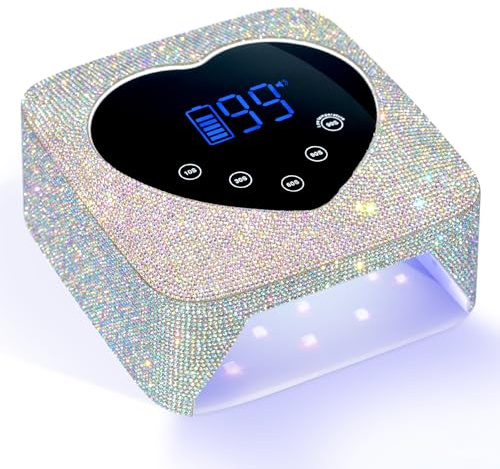 CHRISTINE SHELLY UV LED Nail Lamp 72W Rechargeable Sparkly Wireless Nail Dryer Gel Polish Light with 5 Timer Setting Professional Quick Dry Curing Lamp with Display Auto Sensor for Salon & Home