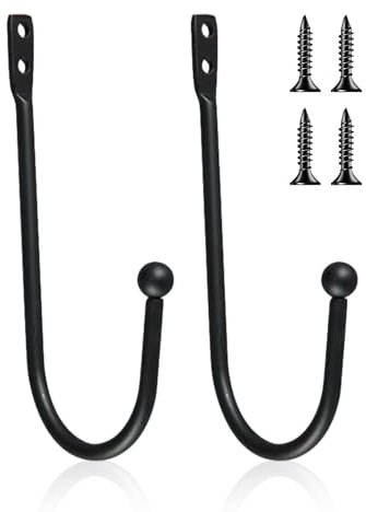 MAXQUU 2 ganchos de cortina con paquete de montaje, ganchos para cortinas, ganchos para montaje en pared